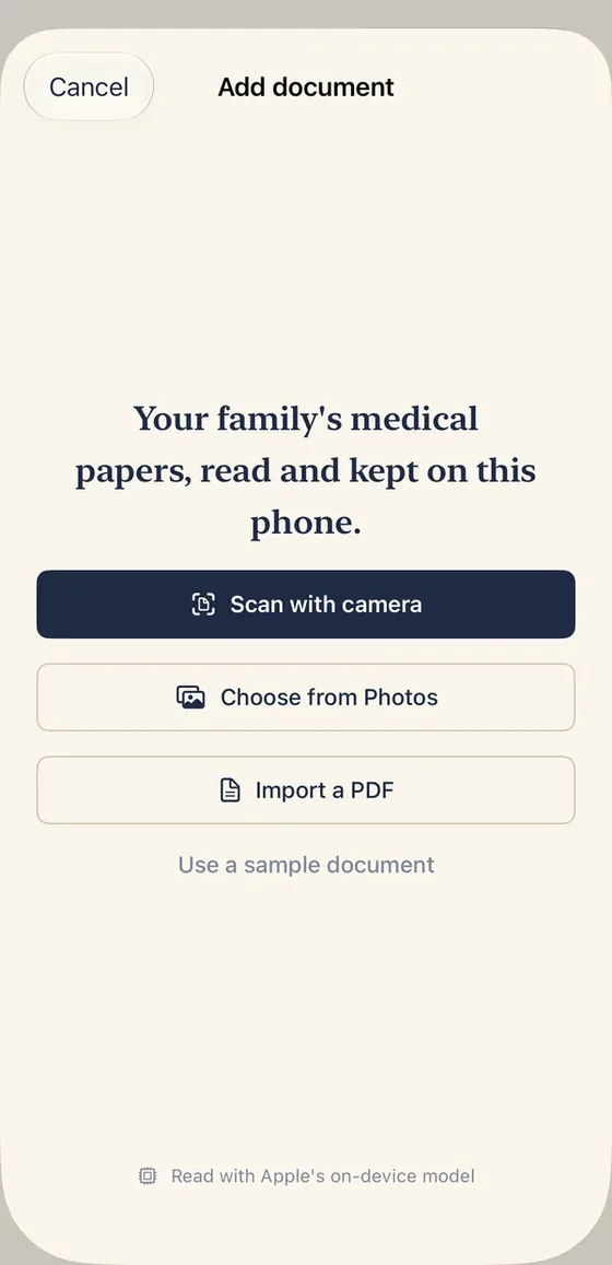 Add a paper: Use the camera, pick from Photos or import a PDF.